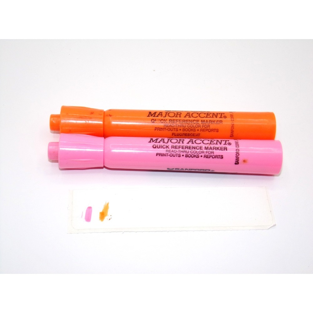 Vintage Sanfords Major Accent Read Through Color Pink + Orange Highlighters